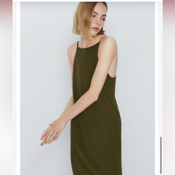 Massimo Dutti Green Knit Spaghetti Strap Slip Dress - Picture 4 of 14
